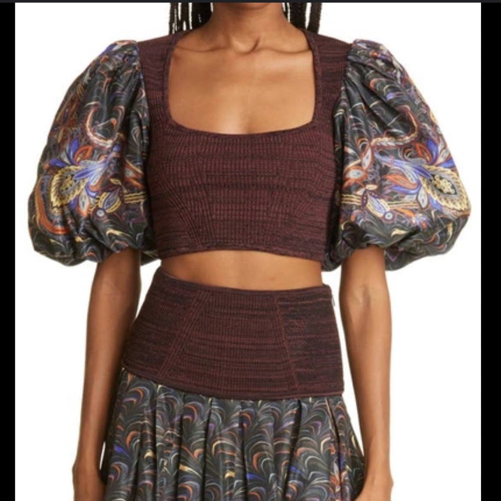 Ulla Johnson knit puff sleeve crop top